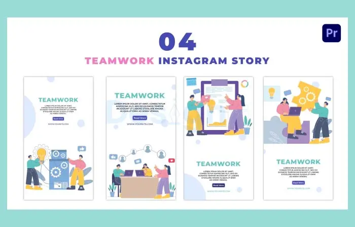 Eye Catching Teamwork Employees Flat Vector Instagram Story